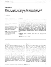 Effect of a very low-energy diet on moderate and severe obstructive sleep apnoea: case reports